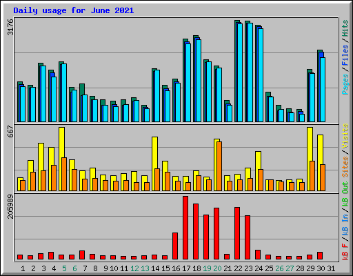 Daily usage for June 2021