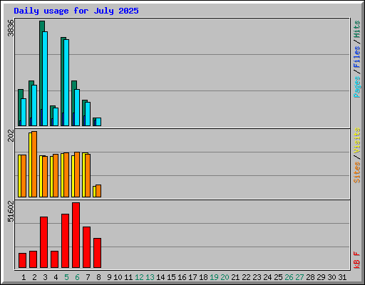 Daily usage for July 2025