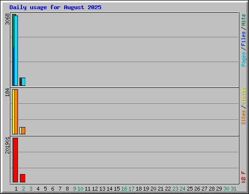 Daily usage for August 2025