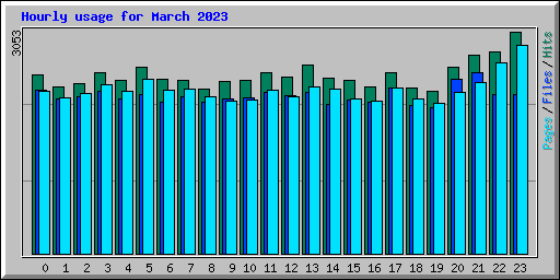 Hourly usage for March 2023